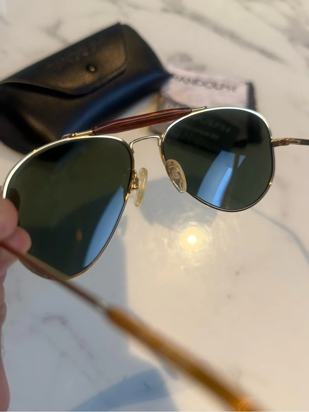 Randolph Sportsman Aviator Sunglasses 23k GP 140mm
